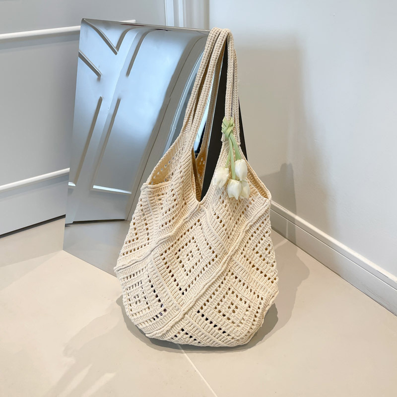 2025 New Large Capacity Tote Bag Beach Bag Knitted Bag Hollow Bag Bohemian Style Bag Woven Bag