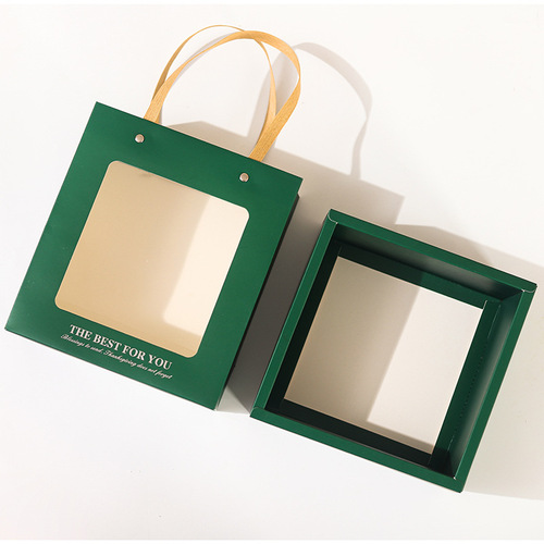 Window gift box portable drawer type dark green transparent gift box empty box socks towel packaging box Christmas gift box