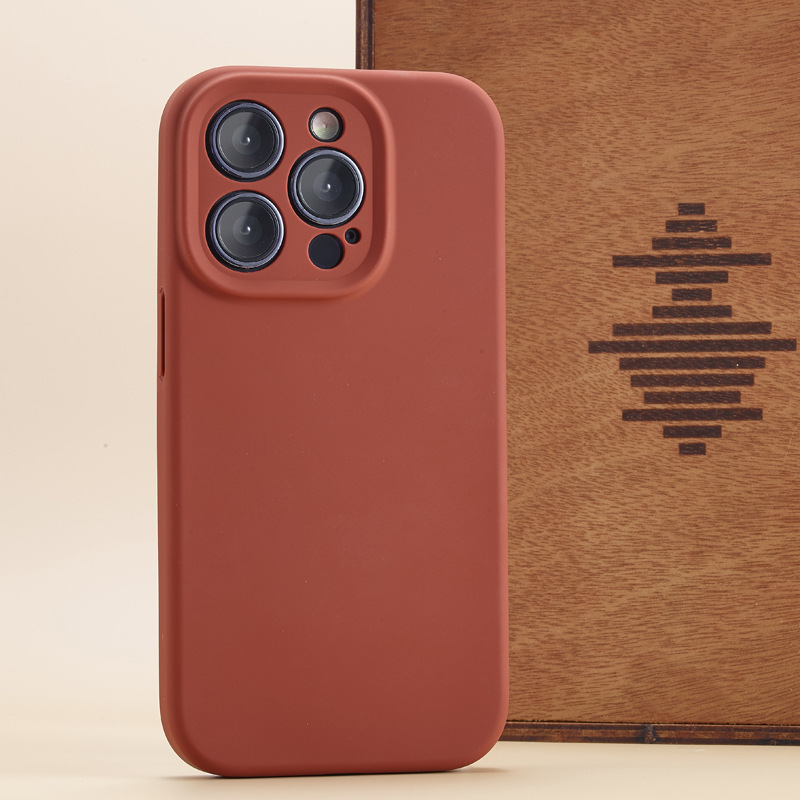 Aplicable a la carcasa del teléfono móvil iPhone15promax oficial silicona líquida todo incluido lente de agujero fino Apple 14 cubierta protectora