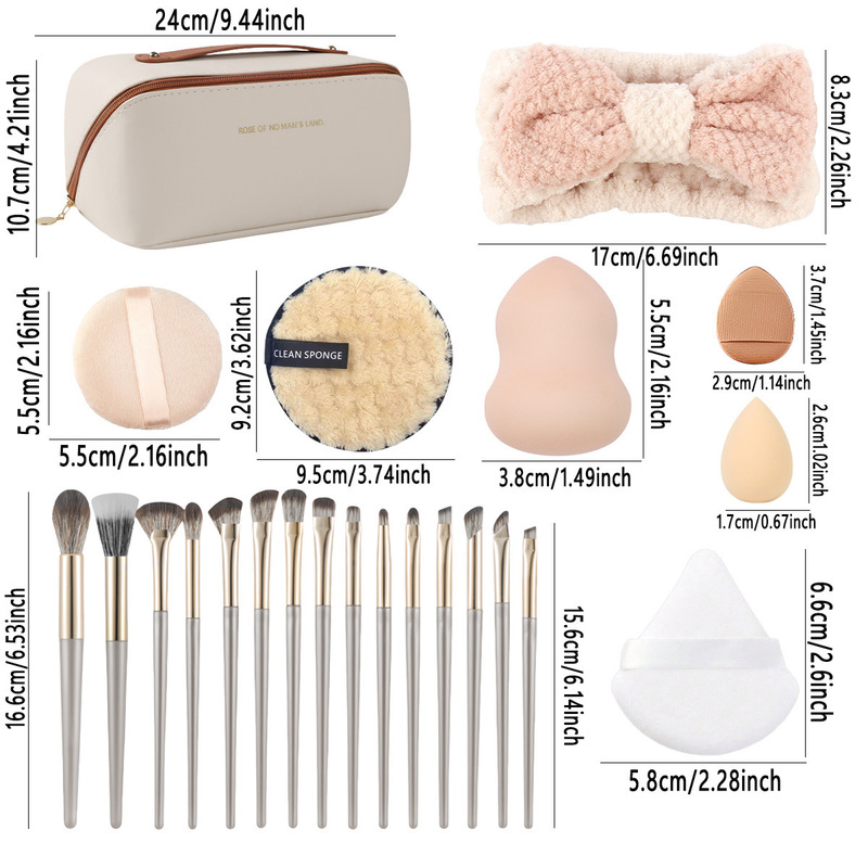 美品36個セット角型カバンセット15本化粧ブラシ美容セットパフヘアバンド|undefined