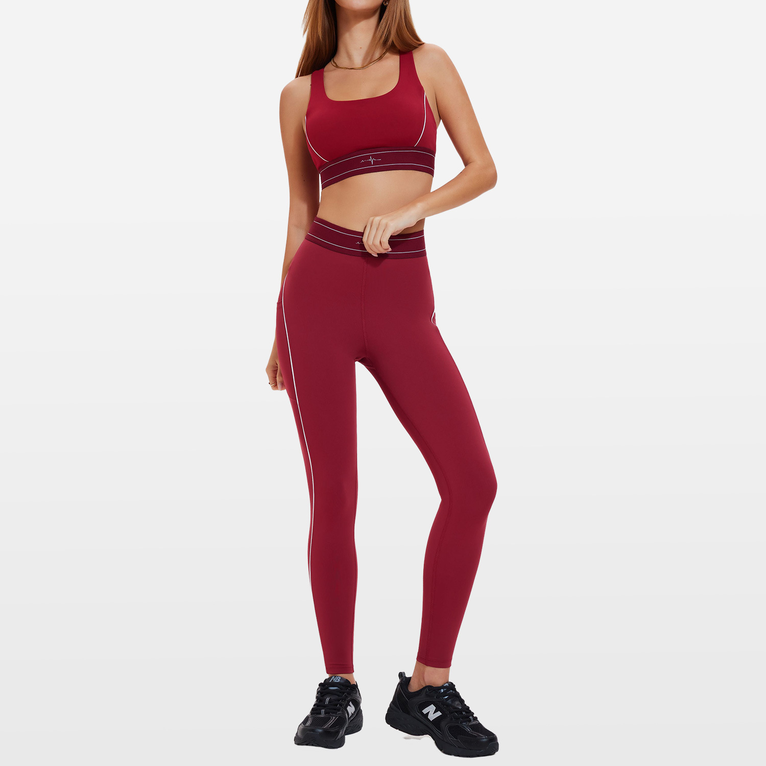 Cross-border nuevo juego deportivo de cintura alta mujer ajustable sujetador de yoga desnudo sensación de correr fitness yoga set image 3