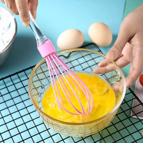 Baking Three-Piece Kitchen Tool Set Silicone Oil Brush Large Separate Scraper Elliptical Brush Transparent Handle Whisk