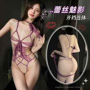 Style Bell Sexy Lingerie Sexy Pajamas Passionate Temptation Teasing Open Crotch Lace One-Piece Stretch Suit F59