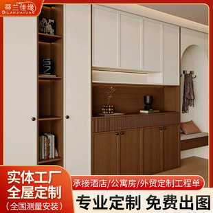 Foshan Whole House Custom Furniture Bedroom Light Luxury Glass Door Wardrobe Custom Solid Wood Wardrobe Custom Manufacturer Direct Sales