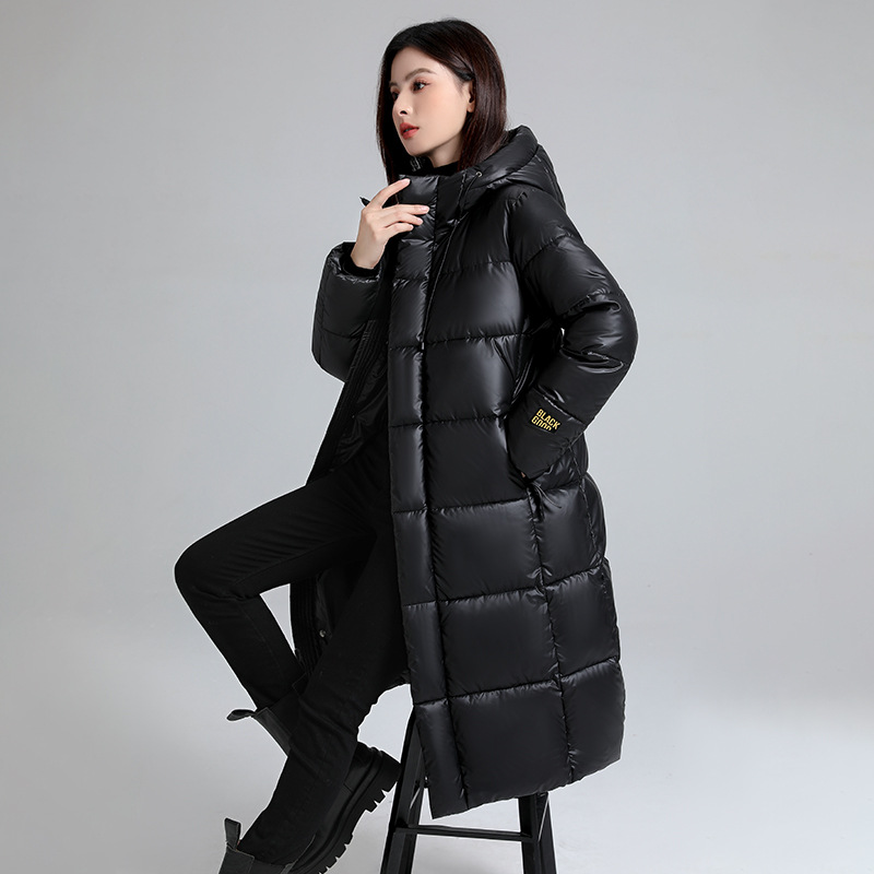 Oro negro largo plumón algodón chaqueta de algodón mujer invierno 2024 nueva pareja suelta gruesa chaqueta de algodón rodilla
