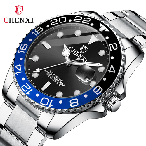 High-looking couple watch Green Water Ghost cross-border men's and women's waterproof luminous calendar steel band watch quartz watch