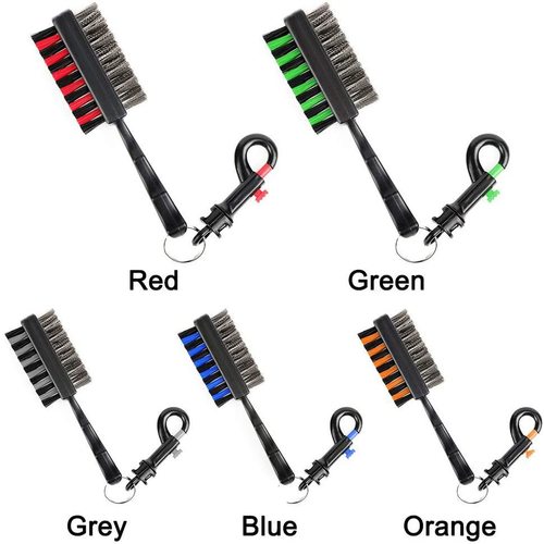 Golf Club Cleaning Brush Short Handle Double-Sided Head Brush Nylon Steel Hair Brush Golf Head Cleaning Tool Factory Wholesale