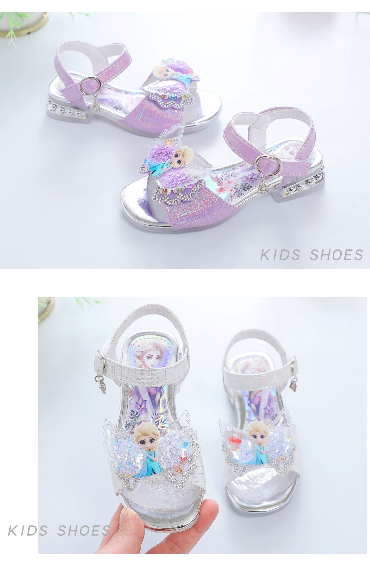 Disney Kids Shoes for Girl Sandals Frozen Princess Elsa Cartoon Baby Girl Shoes 2022 Fashion Sandles Flat Heels Beach Shoes children's shoes for high arches