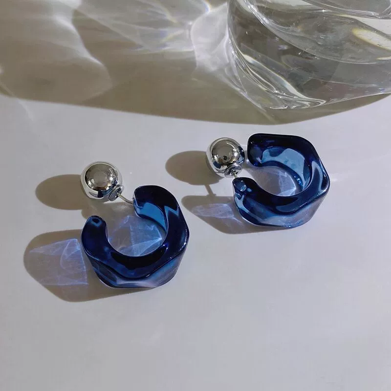 Деми‑сезонные серьги из акрила, гвоздики 925 пробы, 3.3 × 2.8 см, лёгкие 0.04 кг
