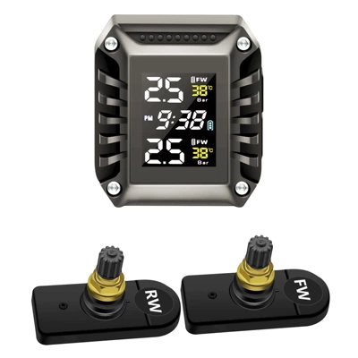 Motorcycle tire pressure monitor Tire pressure monitoring system - built-in-straight-head