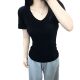 Southeast Asian Foreign Trade Explosions Spice Girls Short-sleeved T-shirt Summer New Fashion All-match V-neck Pure Slim-fit Slim-fit Tops