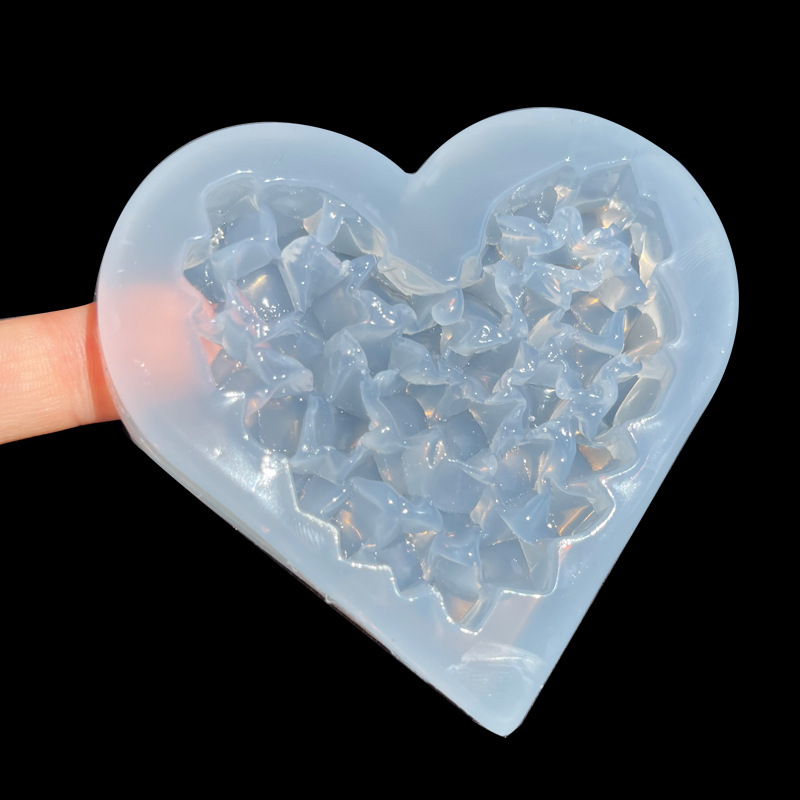 Amor diamante cristal espejo de piedra epoxi molde creativo hecho a mano herramienta bricolaje yeso aromaterapia vela