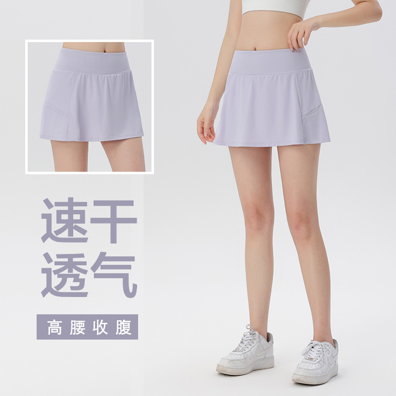 Summer Anti-glare Sports Skirt Women's Loose High Waist Pocket Tennis Skirt Yoga Fitness Hot Pants Golf Shorts