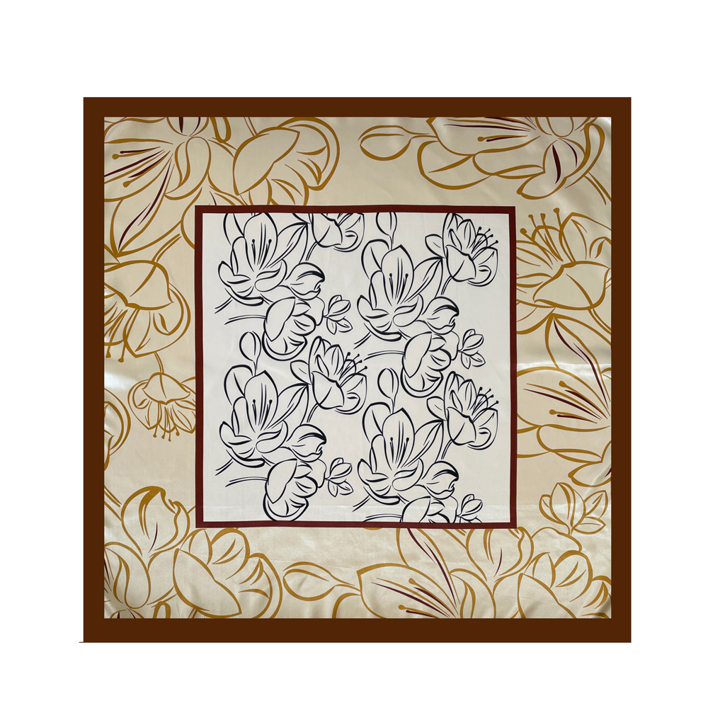Women's Large Square Silk Scarf Satin Hijab Headscarf Elegant_voghion.com