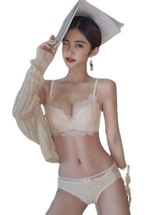 Encaje blanco ropa interior de las mujeres inalámbrico pequeño pecho push up pecho soporte anti-flacidez ajuste sujetador traje 3388
