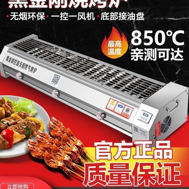 Horno de barbacoa de gas sin humo, horno de carne de gluten, horno de pescado, horno de gas licuado, mercado nocturno