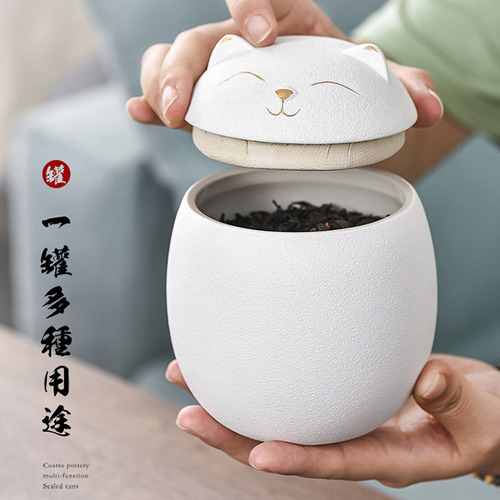 Kitten and dog tea jar ceramic pet ashes jar panda storage jar moisture-proof sealed stoneware jar creative personality
