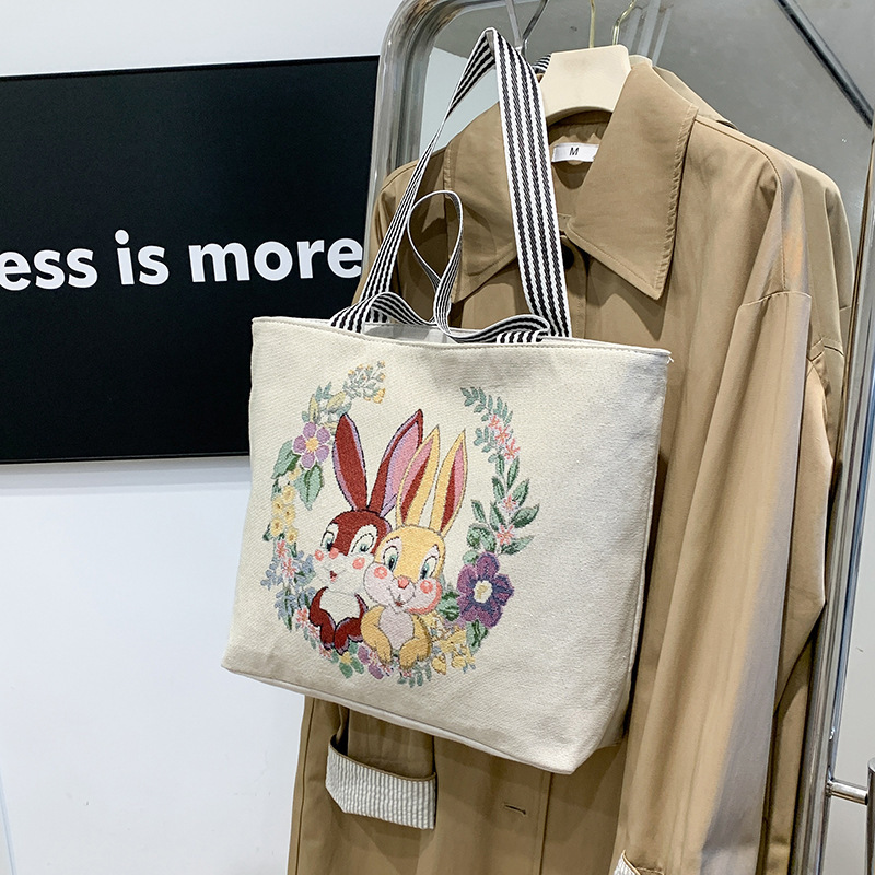 Cross-Border Single-Sided Embroidery Bag, Tutoring Bag, Portable Canvas Storage Bag, Durable Carry-On Cosmetic Bag, Coin Tote Bag Cross-Border Single-Sided Embroidery Bag, Tutoring Bag, Portable Canvas Storage Bag, Durable Carry-On Cosmetic Bag, Coin Tote Bag