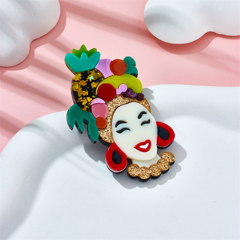 Holiday, Daily Occasion Acrylic Material Ethnic Style Pin Cartoon Character Arylic Women's Brooches