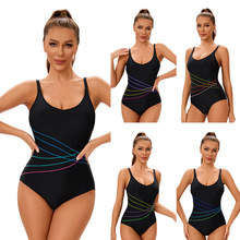 亚马逊时尚新款纯色女士连体游泳衣外贸欧美性感露背三角紧身泳装