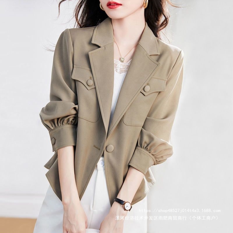 Women's Casual Long-Sleeved Jacket, 2026 Spring and Autumn New Korean Style Suit Top, Versatile Jacket, Loose Short Trench Coat