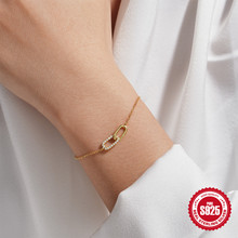时尚简约S925纯银交叉双扣锆石镶嵌日常佩戴女士手链Bracelet批发