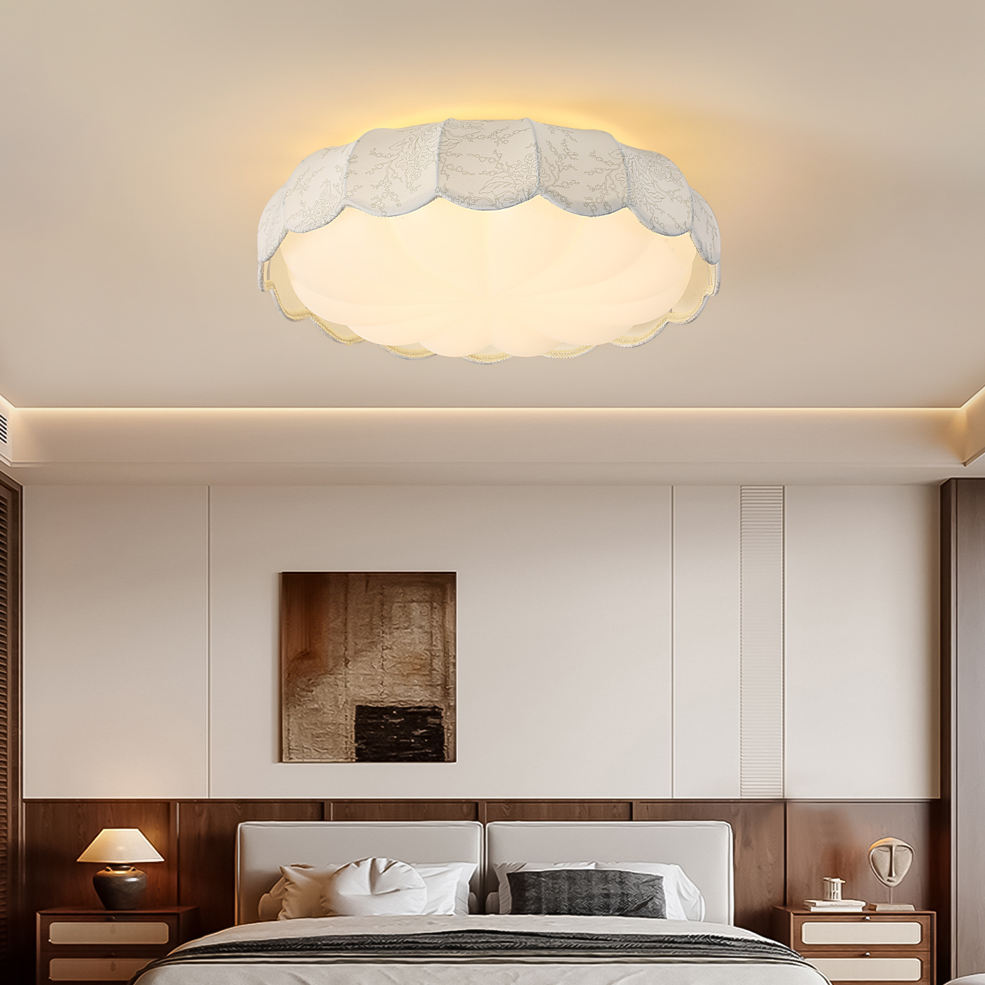 Luz de techo del dormitorio red roja crema de viento lámpara de habitación creativa calabaza simple moderna lámpara de protección de ojos de espectro completo L274