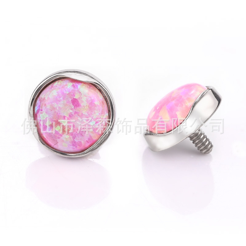 Zesen F136 Titanium Alloy Wavy Edge Opal Earrings Flats Tongue Nail Jewelry Lip Nail Body Piercing detail image 12