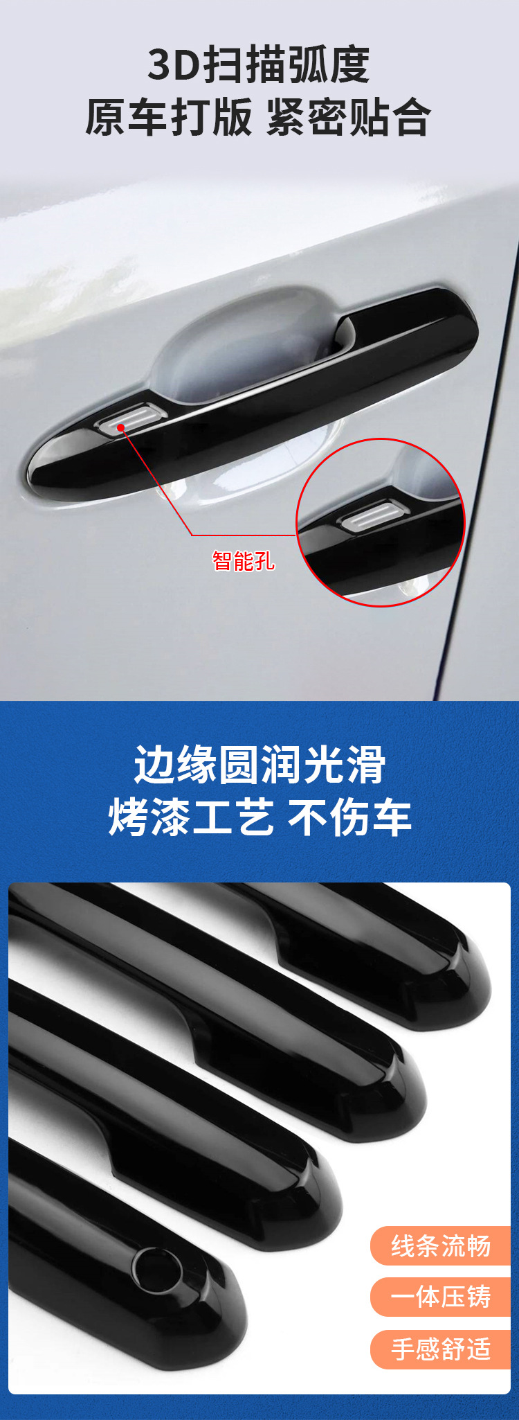 Suitable for 16-23 Fiat 500X door handle cover decoration stickers to protect anti-collision car exterior