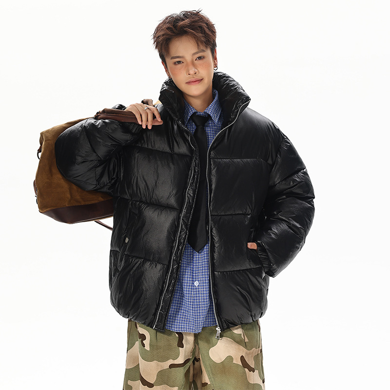 Nylon-Baumwollwattierte Kleidung für Damen und Herren, lockere Baumwollwattierte Jacken, Brotkleidung, Stehkragenjacken für Herren_voghion.com