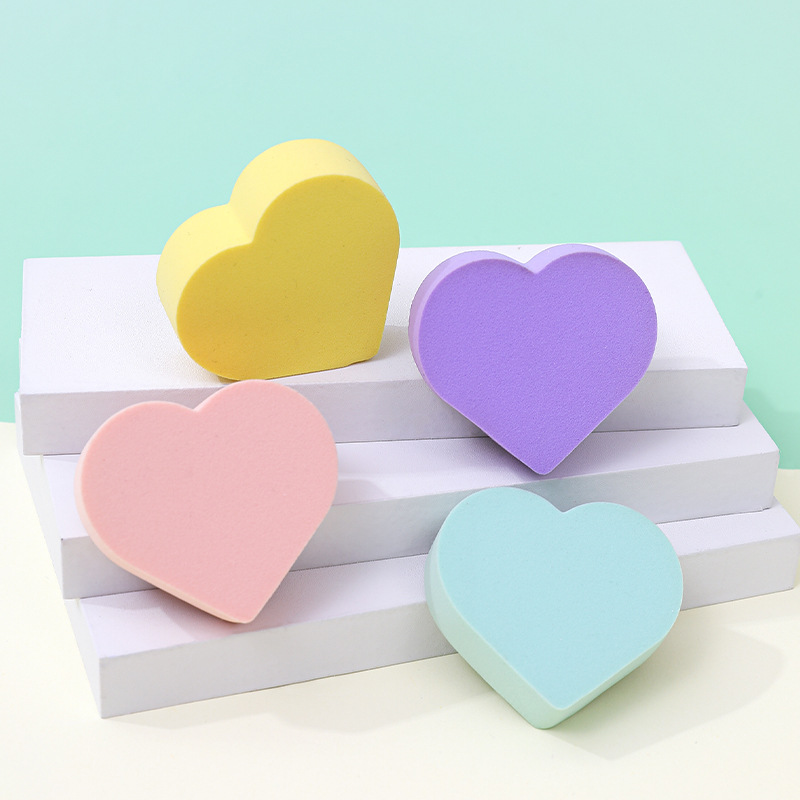 La borla de amor plana personalizada de fábrica no come polvo, los patrones de logotipo se pueden imprimir, esponja, maquillaje, huevo, maquillaje, huevo