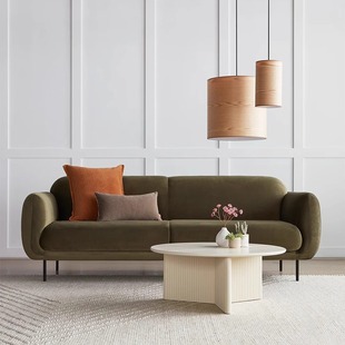 Nordic Light luxury velvet sofa, silent style fabric, three-seat sofa, small apartment, living room, ancient style, straight row sofa