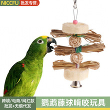 NC大中小型鹦鹉丝瓜片拉菲丝瓜络藤球啃咬藤球拉丝互动自嗨小吊串