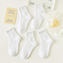 纯色儿童袜子男童代发包邮春夏吸汗白袜中小学生中筒运动袜子女童