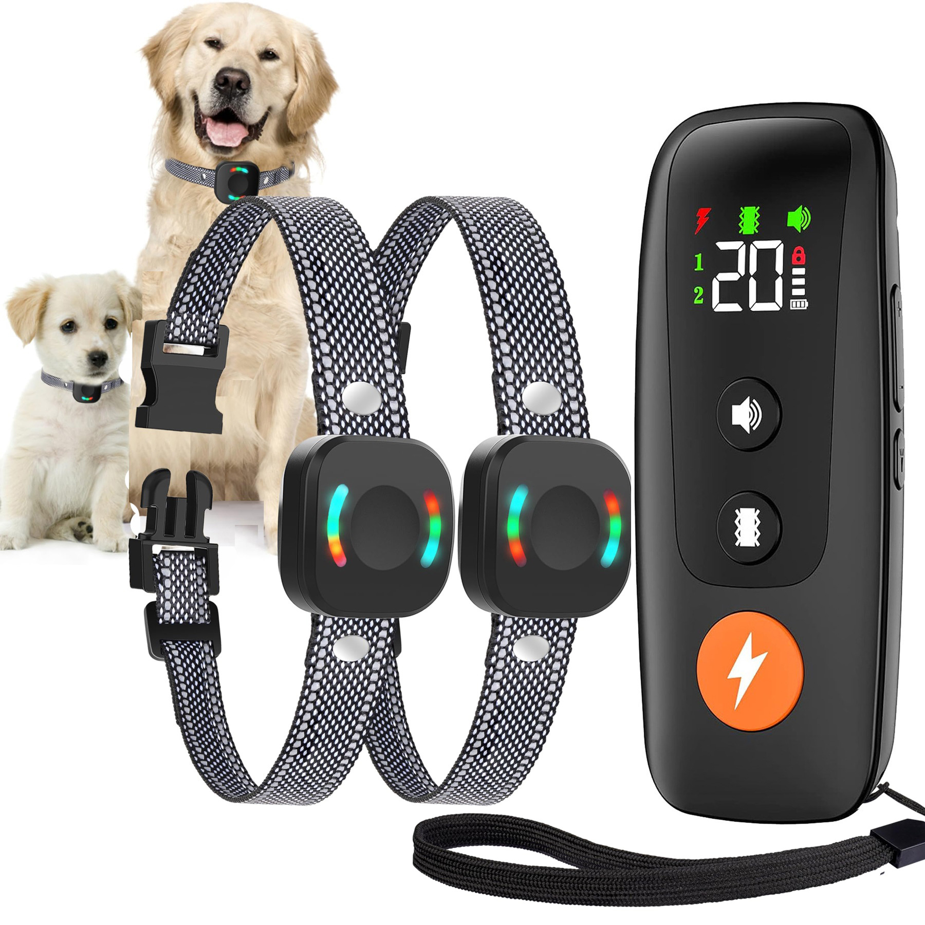Remote Control Dog Training Device, Pet Smart Dog Training Device, Anti-Barking Device, Anti-Barking and Anti-Biting Electric Shock Collar for Large, Medium and Small Dogs