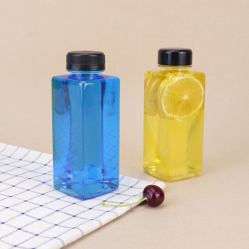 包邮食品级350ml塑料网红外卖饮品方瓶 PET一次性饮料奶茶包装瓶