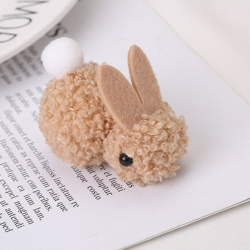 Fur ball rabbit handmade DIY Mid-Autumn plush moon rabbit accessories wool ball rabbit fur ball plush ball wholesale