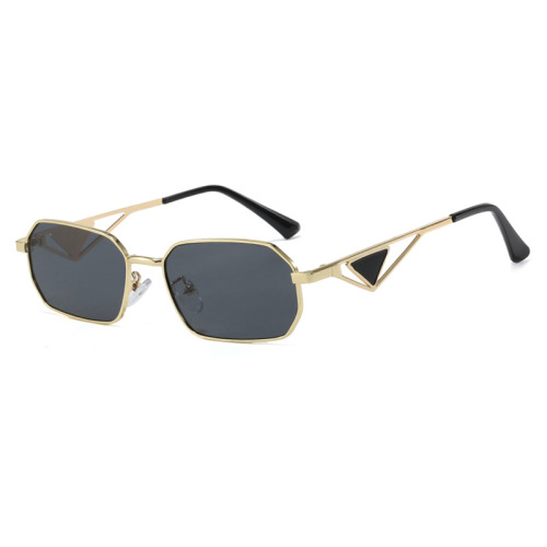 Vintage Asymmetrical Small Frame Metal Aviator Sunglasses with Mesh Sun Protection