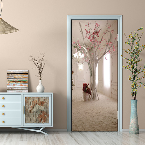 Eco-friendly 3D self-adhesive door stickers with thousands of high-definition images, sizes, patterns, waterproof, oilproof, and stain-resistant.
