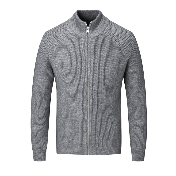 Autumn/Winter New Fashion Zipper Casual Cardigan for Men, Stand Collar Slim Fit Sweater, Knitwear for Men, Amazon