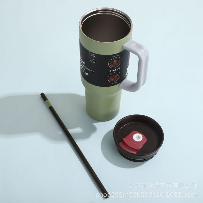 汽车杯新水果杯40oz双饮双层保温杯旅行不锈钢真空手柄吸管冰霸杯|undefined