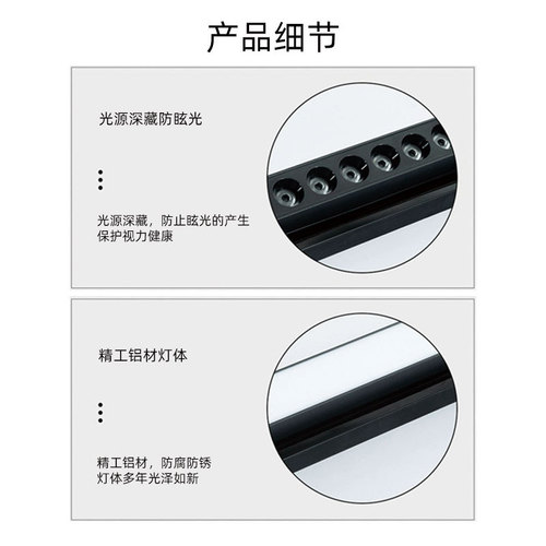 Clothing store track light, adjustable angle LED floodlight grille light, supermarket shop spotlight, second-line surface-mounted track light