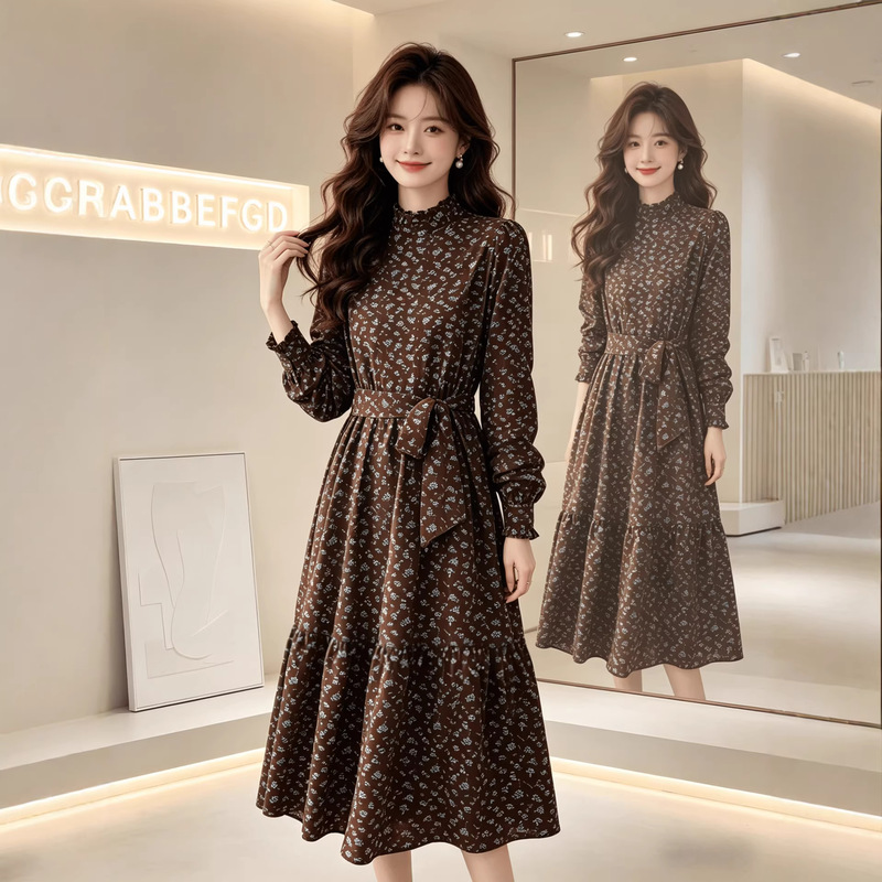 Vintage-chic long dress for mothers, French-style slimming waist-cinching floral dress, new autumn dress, other styles Vintage-chic long dress for mothers, French-style slimming waist-cinching floral dress, new autumn dress, other styles