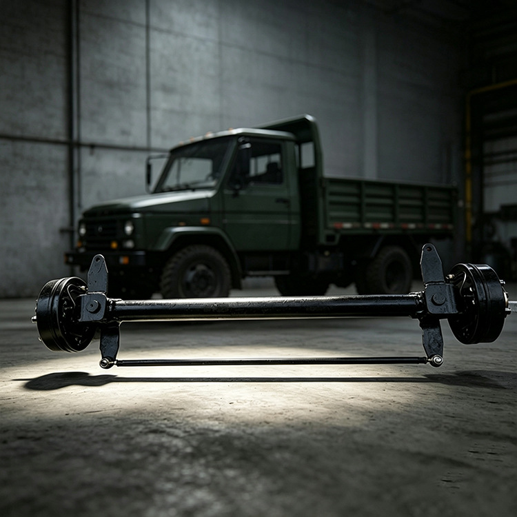 Five-hole oil drum brake front axle assembly, electric four-wheeler front axle, 2-ton load capacity, steering gear assembly