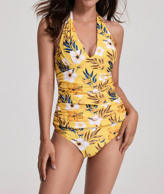 Dam tankini med tryck i resort-stil för strandsemestern_voghion.com