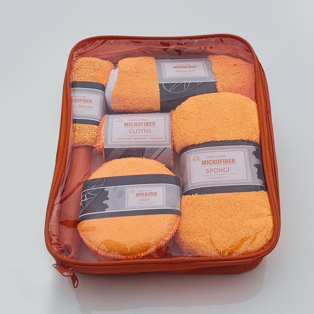 自動車清掃用品プレゼント9点セット洗車9点セット洗車タオルスポンジワックス餅ハブブラシ