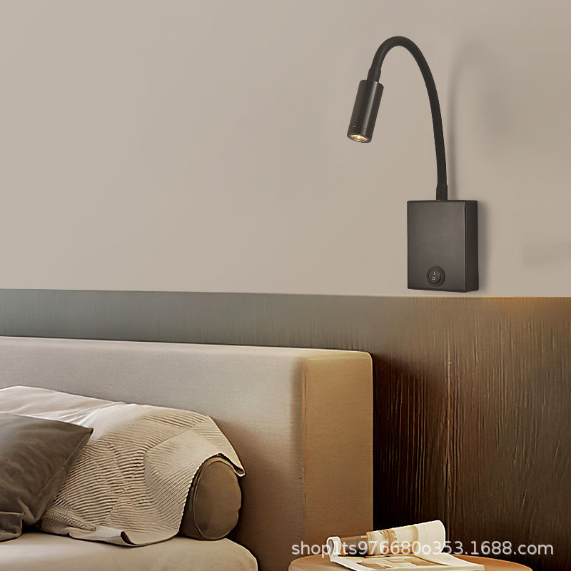 Lámpara de pared de lectura minimalista lámpara de pared de noche de hotel estilo americano con USB ángulo ajustable lámpara de dormitorio minimalista moderna
