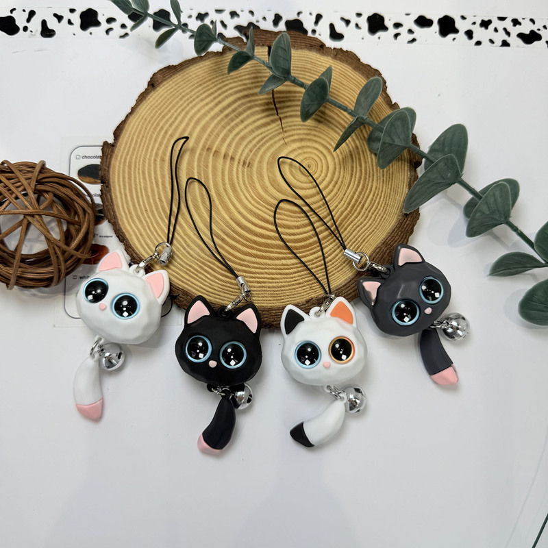 卡通立体大眼小猫手机挂绳包包挂件情侣钥匙链公仔挂饰小礼品批发|undefined