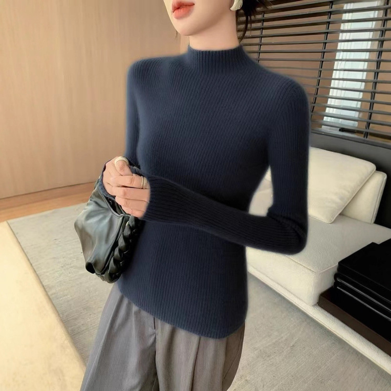 Winter First-Line Ready-To-Wear Half Turtleneck Cashmere Knitwear for Women, Cashmere Slimming Look Thin Knitwear, Bottoming Wool Knitwear