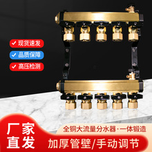厂家批发全铜地暖分水器 加厚全套家装智能带可视流量计分集水器